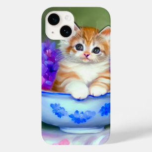 Oranje en White Kitten Illustratie Case-Mate iPhone 14 Hoesje