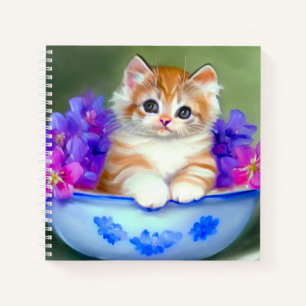 Oranje en White Kitten Illustratie Notitieboek