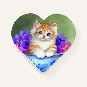 Oranje en White Kitten Illustratie Notitieboek