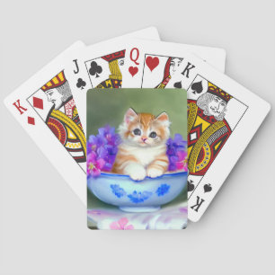 Oranje en White Kitten Illustratie Pokerkaarten