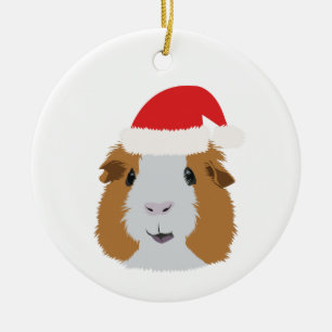 Oranje en wit cavia keramisch ornament