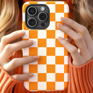 Oranje en wit Checkerboard Patroon iPhone 11 Hoesje