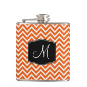 Oranje en wit Chevron Patroon met Monogram Heupfles (Voorkant)