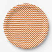 Oranje en wit Chevron Zigzag Pattern Papieren Bordje (Voorkant)