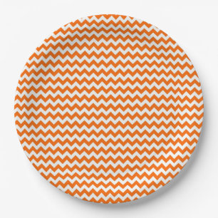 Oranje en wit Chevron Zigzag Pattern Papieren Bordje