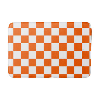 Oranje en wit dambordpatroon badmat