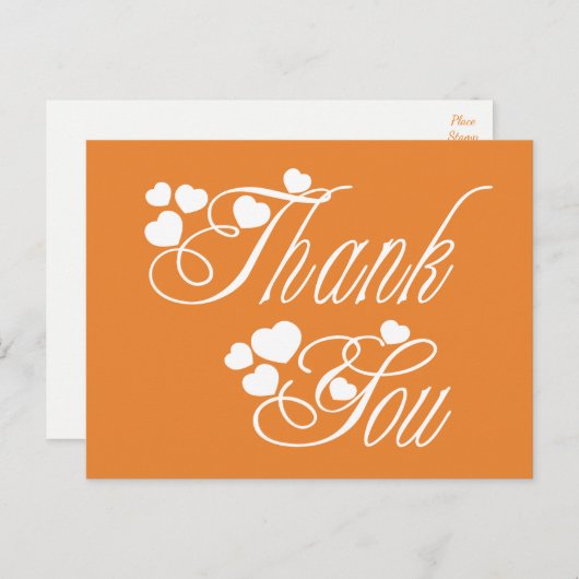 Oranje en wit Dank u liefde harten Briefkaart (Voorkant / Achterkant)