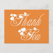 Oranje en wit Dank u liefde harten Briefkaart (Voorkant)