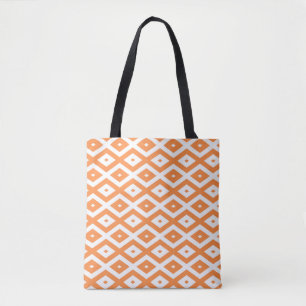 Oranje en wit diamantpatroon draagtas