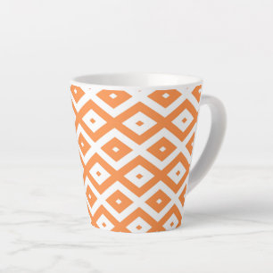 Oranje en wit diamantpatroon latte mok