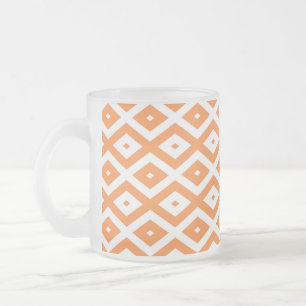 Oranje en wit diamantpatroon matglas koffiemok
