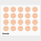 Oranje en wit diamantpatroon ronde sticker (Vel)