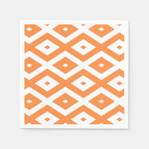 Oranje en wit diamantpatroon servet