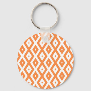 Oranje en wit diamantpatroon sleutelhanger