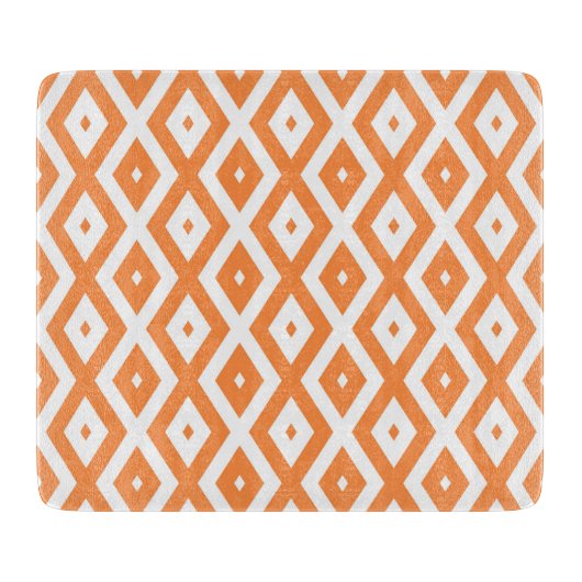 Oranje en wit diamantpatroon snijplank (Voorkant)