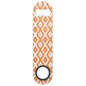 Oranje en wit diamantpatroon speed flessenopener (Achterkant)