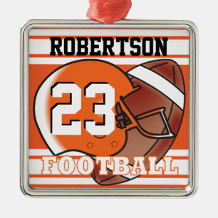 Oranje en wit Football Metalen Ornament