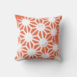 Oranje en wit geometrisch patroon kussen