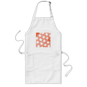 Oranje en wit geometrisch patroon lang schort
