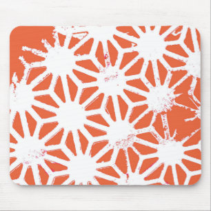 Oranje en wit geometrisch patroon muismat