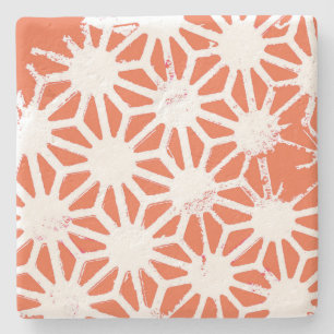 Oranje en wit geometrisch patroon stenen onderzetter