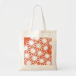 Oranje en wit geometrisch patroon tote bag