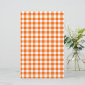 Oranje en wit Gingham Briefpapier (Staand voorkant)