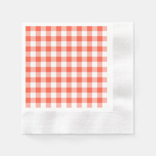 Oranje en wit Gingham Check Patroon Servetten