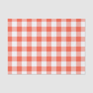 Oranje en wit Gingham Check Patroon Tissuepapier