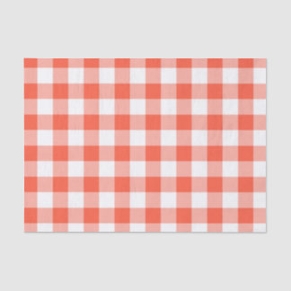 Oranje en wit Gingham Check Patroon Tissuepapier