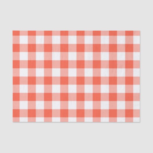Oranje en wit Gingham Check Patroon Tissuepapier (Voorkant)