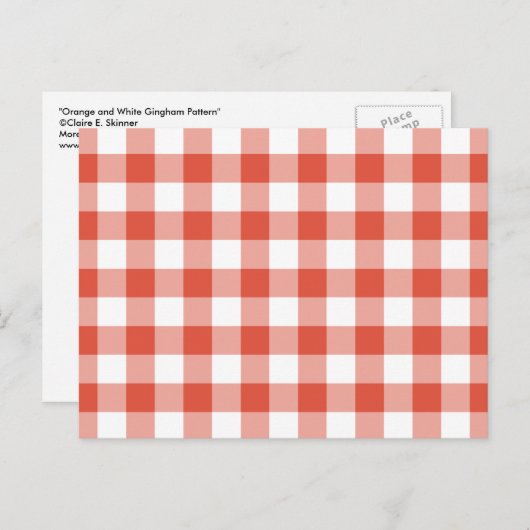 Oranje en wit Gingham Pattern Briefkaart (Voorkant / Achterkant)