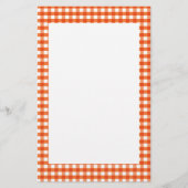 Oranje en wit Gingham Pattern Briefpapier (Voorkant)