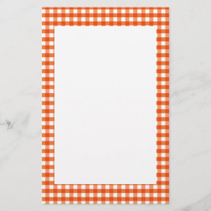 Oranje en wit Gingham Pattern Briefpapier