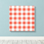 Oranje en wit Gingham Pattern Canvas Afdruk (Insitu (Houten vloer))