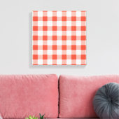 Oranje en wit Gingham Pattern Canvas Afdruk (Insitu (Woonkamer))