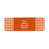 Oranje en wit Gingham Pattern Etiket (Voorkant)