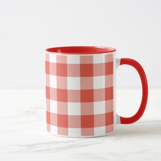 Oranje en wit Gingham Pattern Mok (Rechts)