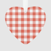 Oranje en wit Gingham Pattern Ornament (voorkant)