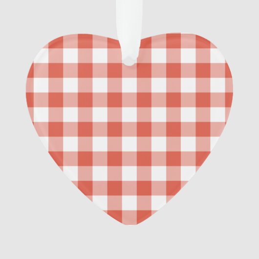 Oranje en wit Gingham Pattern Ornament (voorkant)
