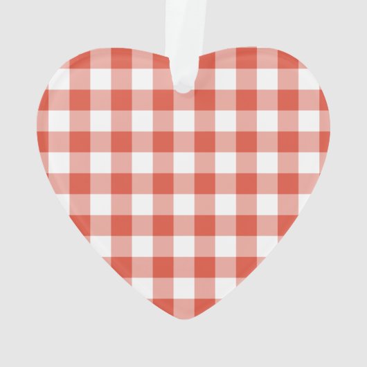 Oranje en wit Gingham Pattern Ornament (achterkant)