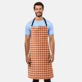 Oranje en wit Gingham Pattern Schort (Gedragen)