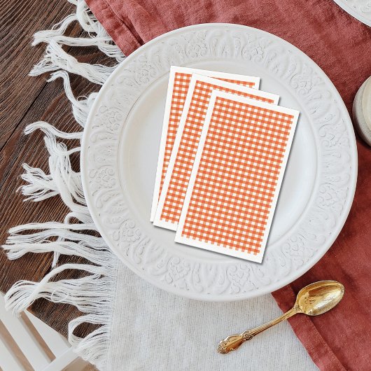 Oranje en wit Gingham Pattern Servet