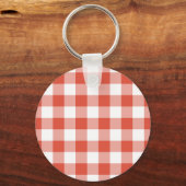 Oranje en wit Gingham Pattern Sleutelhanger (Voorkant)