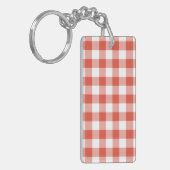 Oranje en wit Gingham Pattern Sleutelhanger (Voorkant Links)