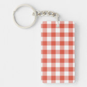 Oranje en wit Gingham Pattern Sleutelhanger (Voorkant)