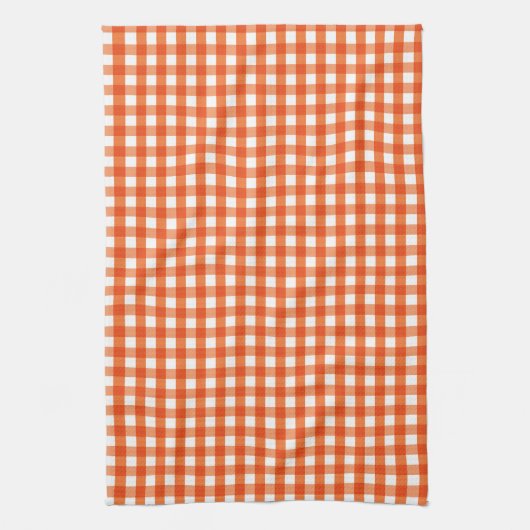 Oranje en wit Gingham Pattern Theedoek (Verticaal)