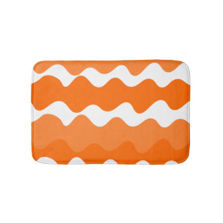 Oranje en wit horizontaal golfpatroonontwerp badmat
