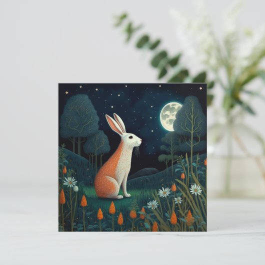 Oranje en wit konijn in het moonlicht (Staand voorkant)