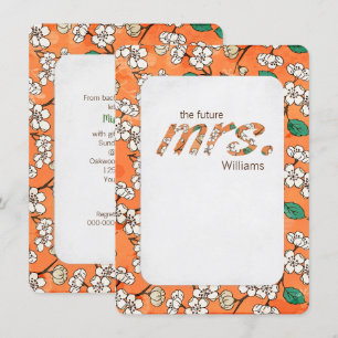 oranje en wit maaltijd floreel patroon kaart